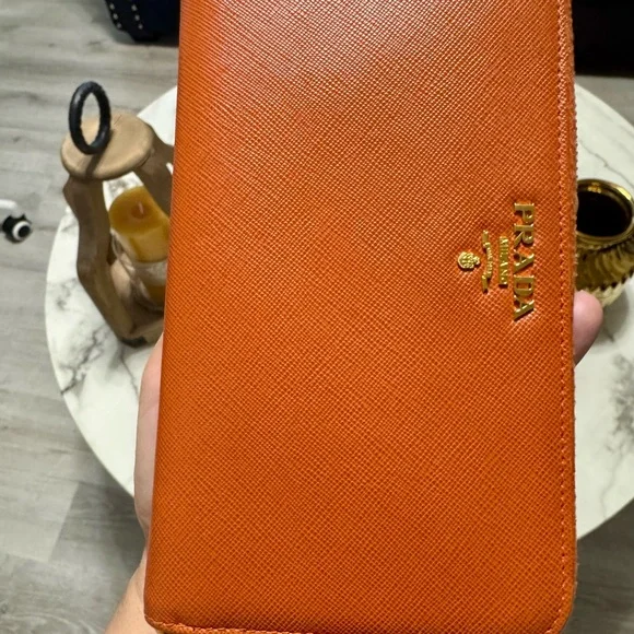 Prada Vibrant Orange Zip Wallet - Picture 3 of 10